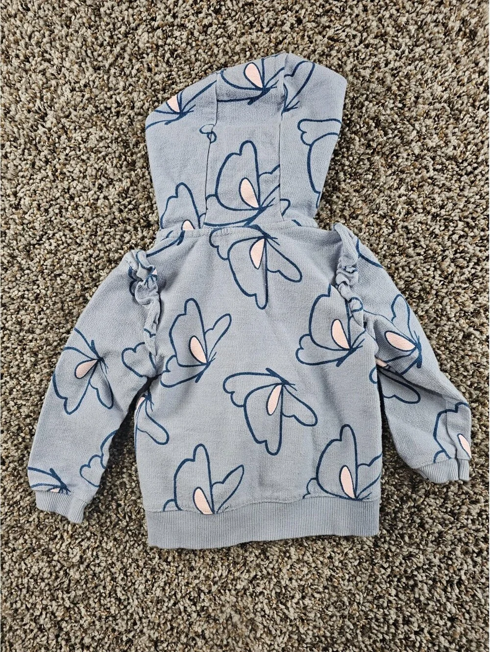 Carters Baby Girls Sz 12M Zip Up Hoodie Sweatshirt Light Purple Butterfly Print
